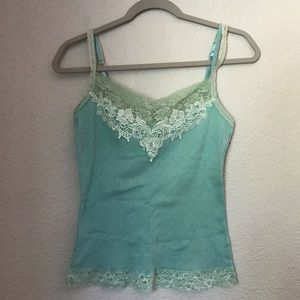 Womens M Mint Green Lace Tank Top Adjustable